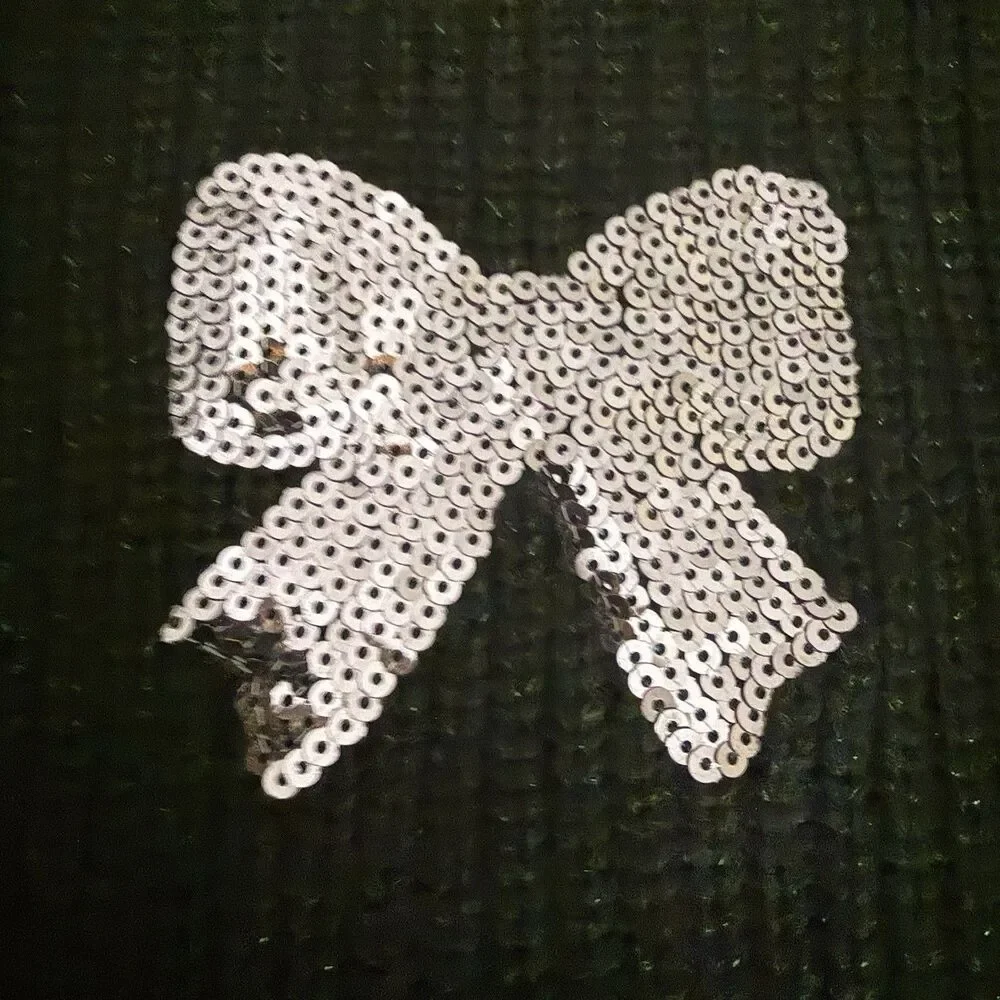 Justice Crew Neck Sweater with Appliqué Sequin Bows Girls Size XL Holiday NWT